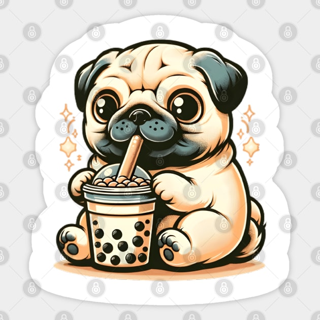 Kawai Cute Pug Sticker by VisionDesigner